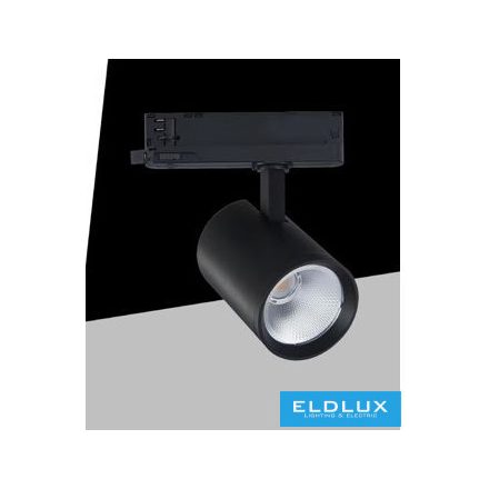 UNIVERSO Háromfázisú sínhez spotlámpa 40w 4650lm 4000k Ra90 38° IP20 Fekete D90x128mm 5év