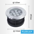 UNIVERSO Taposólámpa LED 12w 1450lm 6500k 30° IP67 acél Ø160-Ø146x92mm