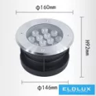 UNIVERSO Taposólámpa LED 12w 1450lm 6500k 30° IP67 acél Ø160-Ø146x92mm