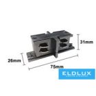 UNIVERSO Háromfázisú sínhez toldóelem fekete 75x26x31mm