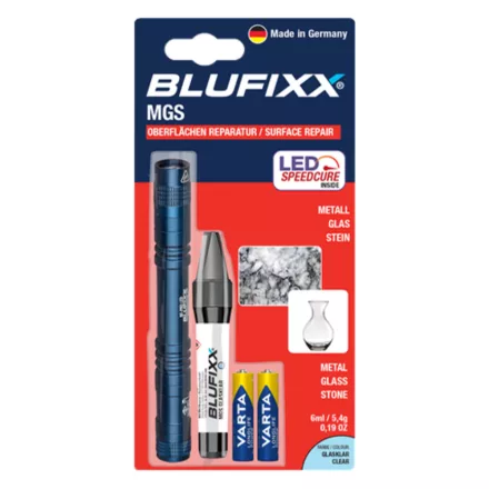 Blufixx MGS fényre megkeményedő javító gél szett - fém,üveg és kő anyagokhoz 6 ml