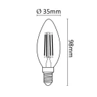 Asalite LED Izzó C35 filament gyertya E14 4W 4000K (400 lumen)