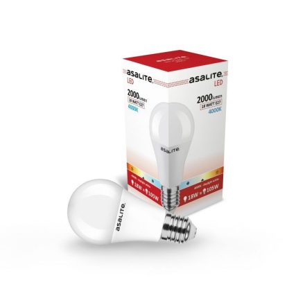 Asalite LED Izzó A65 gömb E27 18W 4000K (2000 lumen)