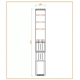   CSATÁRI PLAST PVT-K-L 26 FE Földkábel elosztó szekrény, 1XNH2+2xNH00, 260x1770/250 mm (CSP 74000009)
