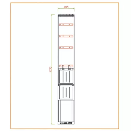 CSATÁRI PLAST PVT-K-L 26 FE Földkábel elosztó szekrény, 1XNH2+2xNH00, 260x1770/250 mm (CSP 74000009)