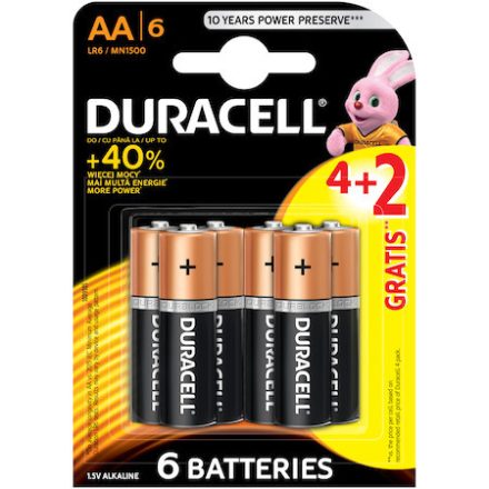 Duracell Basic AA LR6 alkáli elemek MN1500 1,5V 6db