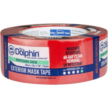 Blue Dolphin stukkó kültéri maszkoló szalag UV-álló, PIROS 60 napos, 48mm x 50m 