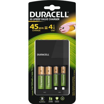 DURACELL CEF14 + 2x AA + 2x AAA töltő DUR037199 elemekkel