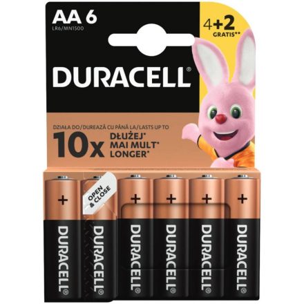 Duracell Basic AA LR6 MN1500 1,5 V alkáli elemek 6 db-os buborékcsomagolás