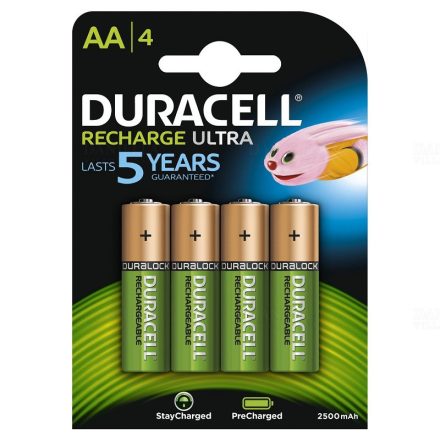 Elem Akku ceruza R6 2500mAh Ni-Mh Duracell 4db/bliszter