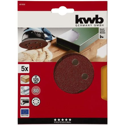 KWB öntapadó deltacsiszoló papír 125mm P80