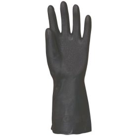   Neoprén fekete vegyszerálló kesztyű 32cm/0,7mm, érdes 8-as