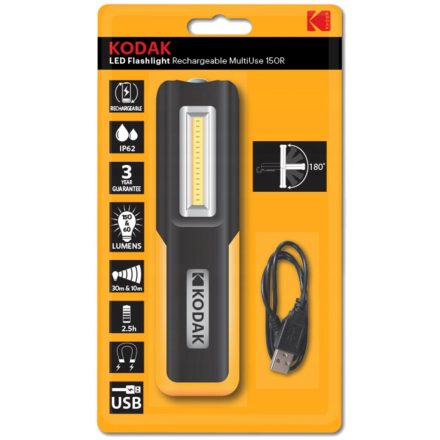 Többfunkciós LED zseblámpa, újratölthető USB MULTIUSE 150lm IP62 KODAK zseblámpa