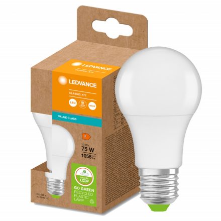 PCR LED izzó E27 A60 10W = 75W 1055lm 4000K 200° Eco Recycling Neutral LEDVANCE