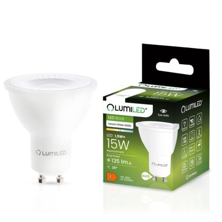 GU10 LED izzó 1.5W = 15W 135lm 4000K Semleges 36° LUMILED