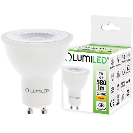 GU10 LED izzó 6W = 60W 580lm 3000K  36° LUMILED