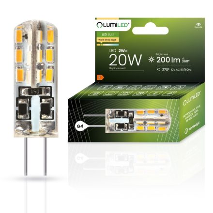 G4 kapszula LED izzó 2W = 20W 200lm 3000K 270° LUMILED