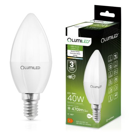 LED CANDLE izzó B35 E14 5W = 40W 470lm 4000K Semleges 180° LUMILED