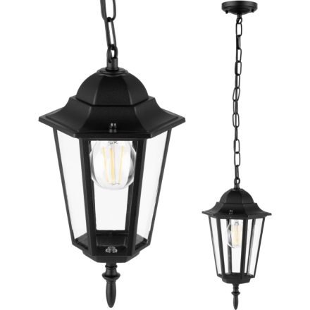 Kültéri függesztett kerti lámpa E27 LANTERN Fekete BELLIS LUMILED