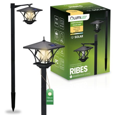 Napelemes kerti lámpa LED RIBES kültéri lámpaoszlop 150 cm LUMILED