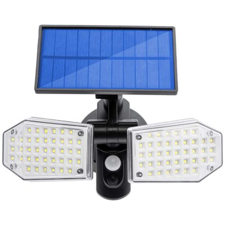 Napelemes reflektor lámpa 78x LED 15W 450lm Hideg mozgásérzékelő IP65