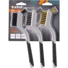 Drótkefe klt., 3 db: nylon-, réz- és rozsdamentes acél szál, 3×8 sor, 180mm