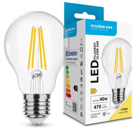 Modee LED Izzó Filament A60 4W E27 360° 2700K (470 lumen) ERP