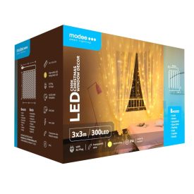   Modee Karácsonyi LED Dekoráció Ablakra Adapteres C3006 (300LED/3m x 3m) warm