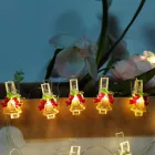 Modee Karácsonyi LED Füzér Dekor Elemes + Csipesz C3014 (10LED/90cm/10cm) warm