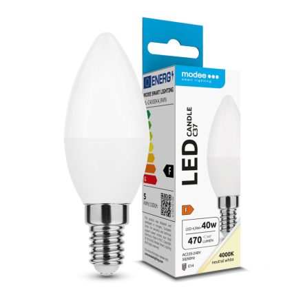 Modee Lighting LED Izzó Gyertya (Candle) 4,9W E14 200° 4000K (470 lumen) ERP