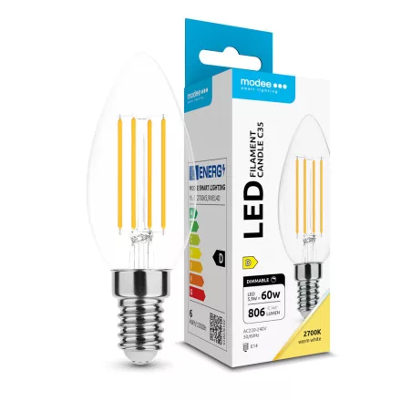 Modee LED Izzó Filament Gyertya C35 5,9W E14 360° 2700K (806 lumen) dimm. ERP