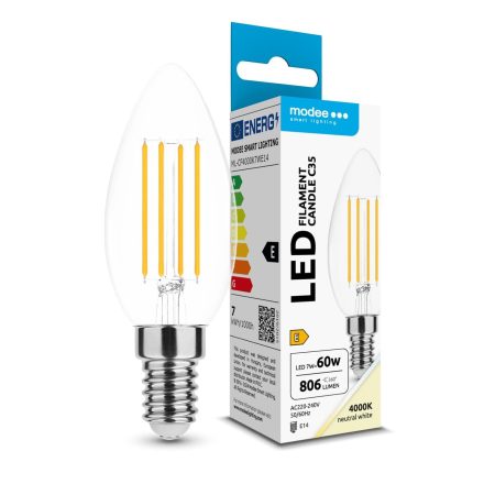 Modee LED Izzó Filament Gyertya C35 7W E14 360° 4000K (806 lumen) ERP