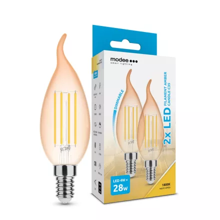 Modee LED Filament Amber Gyertya FL C35 4W E14 320° 1800K (360 lumen) dimm. B2