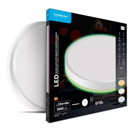 Modee Mennyezeti LED Lámpa CLB2WH 32+8W 3CCT+RGB D400mm +rem (3000 lumen) ERP