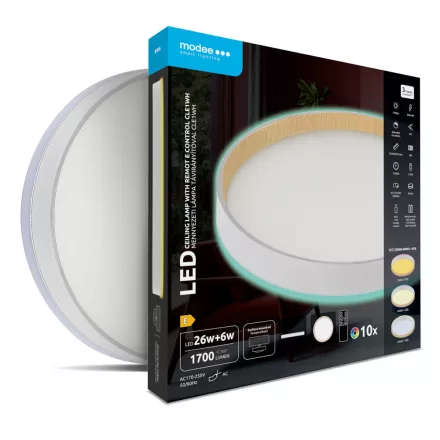Modee Mennyezeti LED Lámpa CLE1WH 26+6W 3CCT+RGB D320mm +rem (1700 lumen) ERP