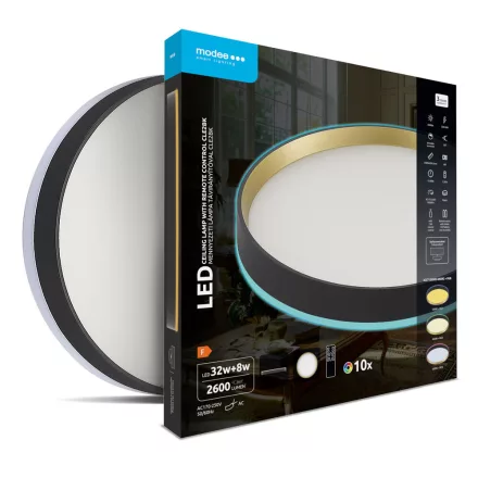 Modee Mennyezeti LED Lámpa CLEBK 32+8W 3CCT+RGB D400mm +rem (2600 lumen) ERP