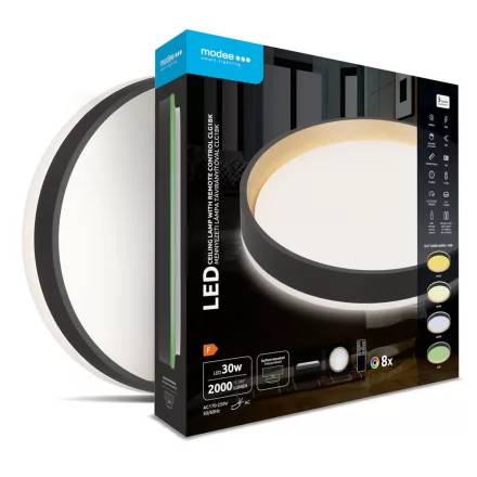 Modee Mennyezeti LED Lámpa CLGBK 30W 3CCT+RGB D390mm +rem (2000 lumen) ERP