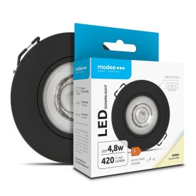   Modee LED Mélysugárzó Kerek 4,8W 4000K IP20 D80xH32mm ROT (420 lumen) fekete ERP