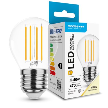 Modee LED Izzó Filament G.Mini G45 4W E27 360° 4000K (470 lumen) ERP