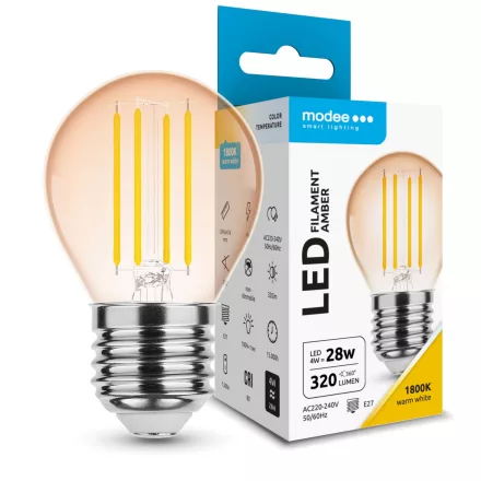 Modee LED Izzó Filament Amber Globe Mini G45 4W E27 320° 1800K (360 lumen)