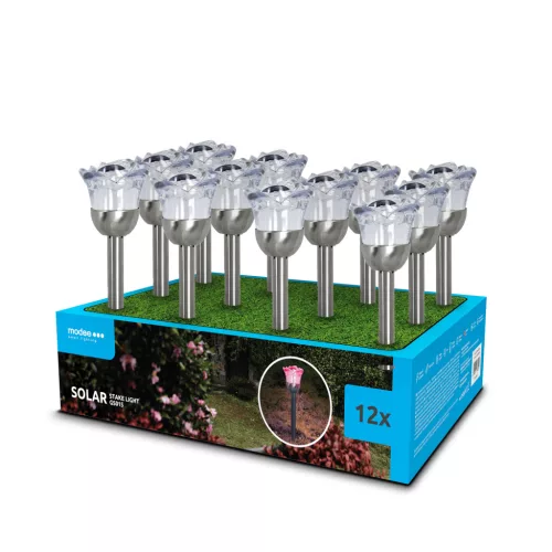   Modee Lighting LED Szolár Napelemes Leszúrható RGB GS015 (37cm) (12db/display)