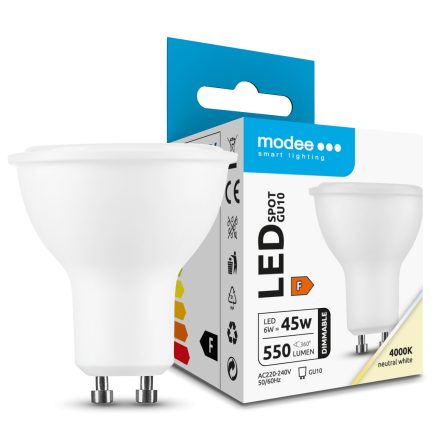 Modee LED Izzó Spot Alu-Plastic 6W GU10 110° 4000K (550 lumen) dimm. ERP