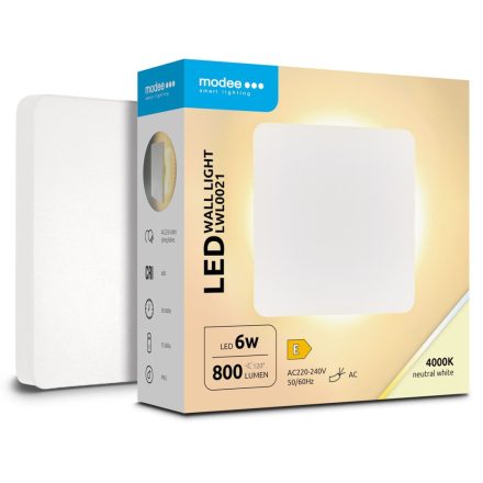 Modee LED Fali Lámpa (LWL0021) 6W IP65 135x135x42mm 4000K (800 lumen) Fehér