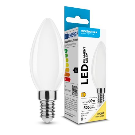 Modee LED Izzó Filament Milky Gyertya C35 7W E14 360° 2700K (806 lumen) ERP