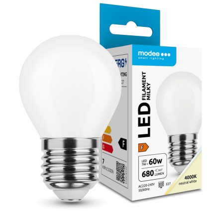 Modee LED Izzó Filament Milky G.Mini P45 7W E27 360° 4000K (680 lumen) ERP