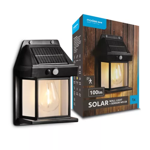   Modee Lighting LED Szolár Napelemes Fali Lámpa WS128 + sensor (1db/doboz)