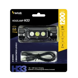   Technik Fejlámpa H33 (+1x18650) SST20 LED + USB-C (1200 lumen)