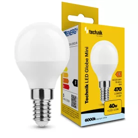   Technik LED Izzó Globe Mini G45 4,9W E14 360° 6000K (470 lumen) ERP