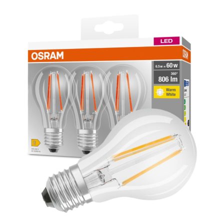 3db LED izzó E27 A60 6.5W = 60W 806lm 2700K  360° OSRAM