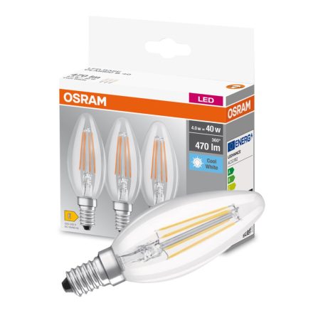 3db LED izzó E14 B40 4W = 40W 470lm 4000K Semleges 320° OSRAM Alapszál